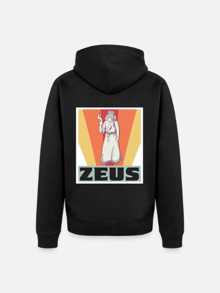 Zeus Retro Griechenland Gott Griechische Mythologi - Unisex Premium Bio Zip Hoodie - Schwarz