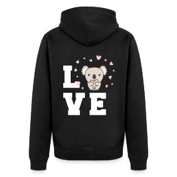 Koala Love Animal Welfare Bamboo Cute Koalas - Unisex Premium Organic Zip Hoodie - black - Back - Nico (187cm)