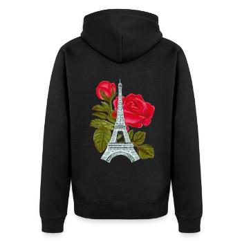 Tour Eiffel avec Rose Love Paris Roses Français - Veste à capuche bio Premium Unisexe - noir - Dos - Nico (187cm)