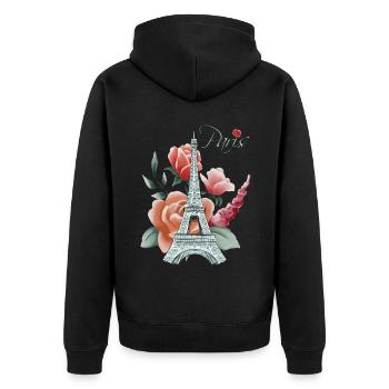 Eiffel Tower-Roses-Love-Paris-French-Love-Fra - Unisex Premium Organic Zip Hoodie - black - Back - Nico (187cm)