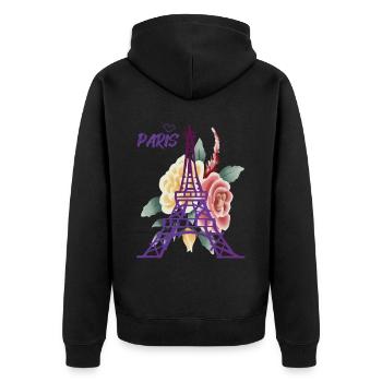 Eiffelturm-Rosen-Paris-Herz-Frankreich-Andenken-fr - Unisex Premium Bio Zip Hoodie - Schwarz - Hinten - Nico (187cm)