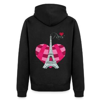 Paris-Herz-Liebes-Eiffelturm-Frankreich-Andenken-f - Unisex Premium Bio Zip Hoodie - Schwarz - Hinten - Nico (187cm)
