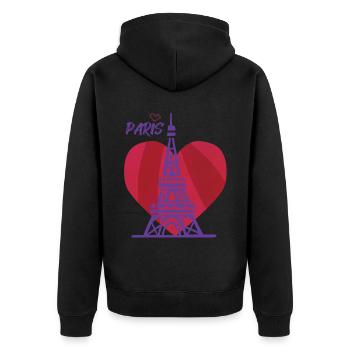 Liebes-Eiffelturm-Herz-Paris Frankreich-Andenken-f - Unisex Premium Bio Zip Hoodie - Schwarz - Hinten - Nico (187cm)