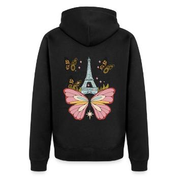 Butterfly Paris Night Sky Eiffel Tower Love F - Unisex Premium Organic Zip Hoodie - black - Back - Nico (187cm)