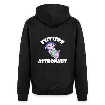 Axolotl Future Astronaut Space Universe Kosmonaute - Unisex Premium Bio Zip Hoodie - Schwarz - Hinten - Nico (187cm)