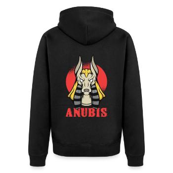 Anubis Mignon Egyptologue Pyramides Egypte Sou - Veste à capuche bio Premium Unisexe - noir - Dos - Nico (187cm)