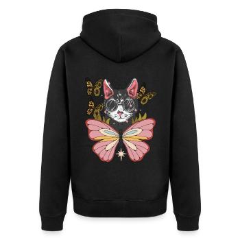 Chat avec lunettes de soleil Butterfly Sunflower L - Veste à capuche bio Premium Unisexe - noir - Dos - Nico (187cm)