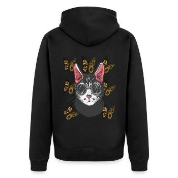 Cool Cat Tournesol Papillon Cat Lie - Veste à capuche bio Premium Unisexe - noir - Dos - Nico (187cm)