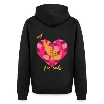 Bengal Cat Heart for Cats Kitten Cat Cat - Unisex Premium Organic Zip Hoodie - black - Back - Nico (187cm)