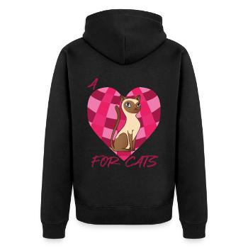 Love Siamese Cat Heart for Cats Cute - Unisex Premium Organic Zip Hoodie - black - Back - Nico (187cm)
