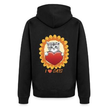 Cute Cat in Sunflower Bengal Cat Love Ka - Unisex Premium Organic Zip Hoodie - black - Back - Nico (187cm)