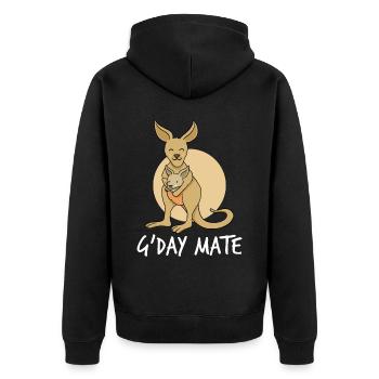 Cute Kangaroo G'day Mate Kangaroos Australia - Unisex Premium Organic Zip Hoodie - black - Back - Nico (187cm)