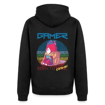 Jeux vidéo amusants de joueur nés pour jouer au jeu rétro - Veste à capuche bio Premium Unisexe - noir - Dos - Nico (187cm)