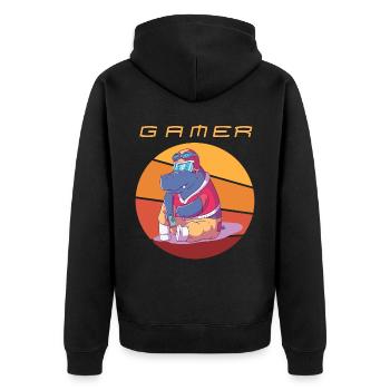 Gamer Retro Jeux Vidéo Vintage Funny Gaming Conso - Veste à capuche bio Premium Unisexe - noir - Dos - Nico (187cm)