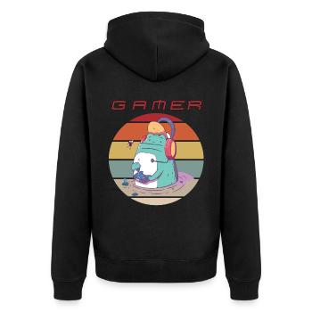 Video Games Retro Gamer Console Games Funny Games - Unisex Premium Bio Zip Hoodie - Schwarz - Hinten - Nico (187cm)