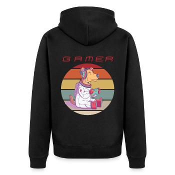 Drôle de chien astronaute Jeux vidéo Jeu de console rétro - Veste à capuche bio Premium Unisexe - noir - Dos - Nico (187cm)
