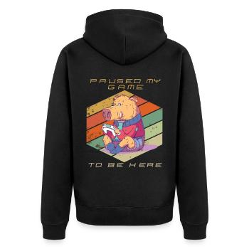 Funny Video Games Gamer Paused My Game Retro Gamin - Unisex Premium Organic Zip Hoodie - black - Back - Nico (187cm)