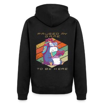 Video Games Gamer Paused My Game Retro Gaming Peng - Unisex Premium Organic Zip Hoodie - black - Back - Nico (187cm)