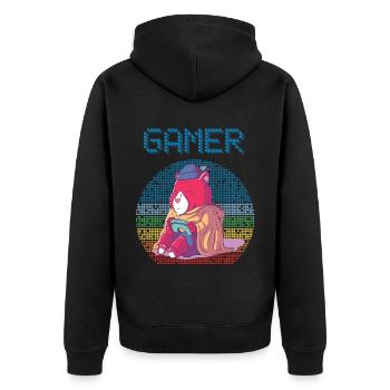 Gamer Jeux vidéo rétro Jeu vintage Jeu amusant - Veste à capuche bio Premium Unisexe - noir - Dos - Nico (187cm)