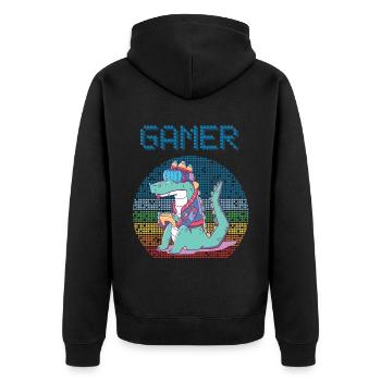 Gamer Jeux vidéo rétro Jeux vintage Funny Croco - Veste à capuche bio Premium Unisexe - noir - Dos - Nico (187cm)