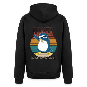Linux Born To Be Root Cool Penguin Nerd Programmin - Unisex Premium Bio Zip Hoodie - Schwarz - Hinten - Nico (187cm)