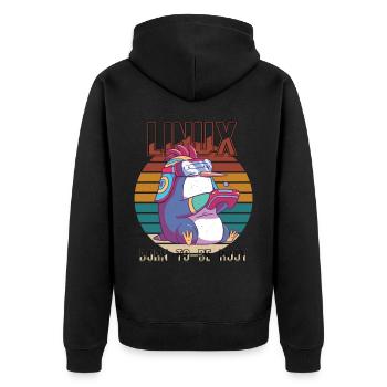 Linux Gamer Born To Be Root Cool Penguin Nerd Prog - Unisex Premium Bio Zip Hoodie - Schwarz - Hinten - Nico (187cm)