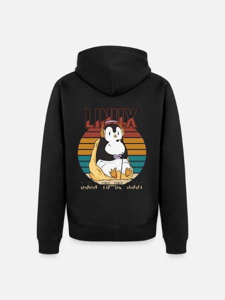 Linux Gamer Root Party Cool Penguin Nerd Programme - Unisex Premium Bio Zip Hoodie - Schwarz