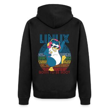 Root Party Penguin Retro Linux Cool Nerd Programmes - Veste à capuche bio Premium Unisexe - noir - Dos - Nico (187cm)