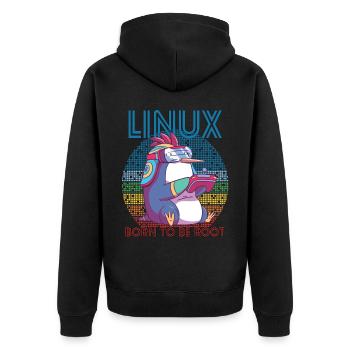 Linux Gamer Penguin Root Party Geek Programmeur Adm - Veste à capuche bio Premium Unisexe - noir - Dos - Nico (187cm)