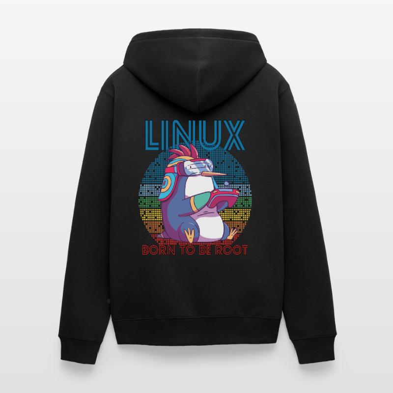 Linux Gamer Penguin Root Party Geek Programmer Adm Unisex Premium Bio Zip Hoodie