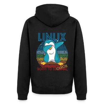 Linux Cool Born To Be Root Cute Penguin Geek Admin - Unisex Premium Organic Zip Hoodie - black - Back - Nico (187cm)