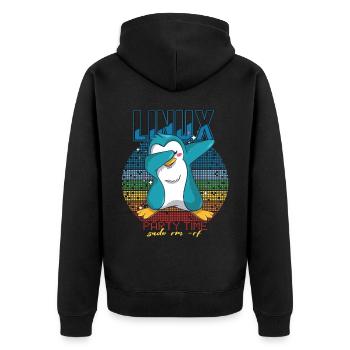 Linux Party Sudo Root Geek Mignon Pingouin Nerd Progr - Veste à capuche bio Premium Unisexe - noir - Dos - Nico (187cm)