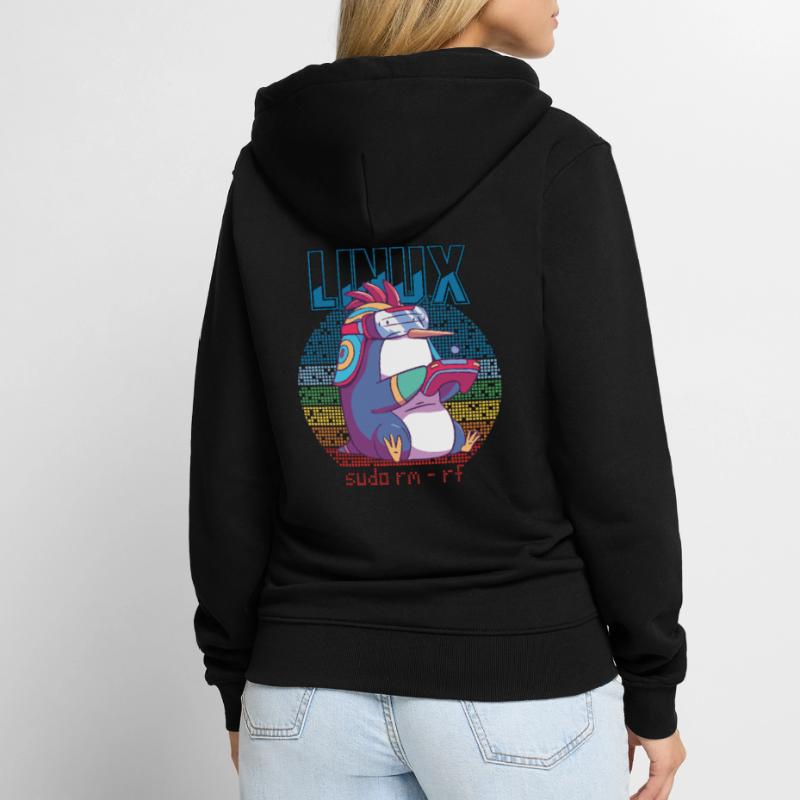 Linux Gamer Sudo Root Geek Admin Penguin Nerd Prog Unisex Premium Bio Zip Hoodie