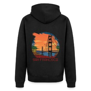 San Francisco Golden Gate Bridge en Californie Sun - Veste à capuche bio Premium Unisexe - noir - Dos - Nico (187cm)