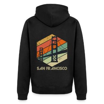 San Francisco Souvenir Californie Golden Gate Bri - Veste à capuche bio Premium Unisexe - noir - Dos - Nico (187cm)