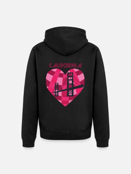 San Francisco Heart Golden Gate Bridge Love Caliph - Unisex Premium Organic Zip Hoodie - black