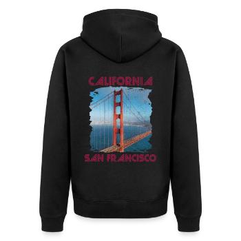 California Love San Francisco Golden Gate Bridge-A - Veste à capuche bio Premium Unisexe - noir - Dos - Nico (187cm)