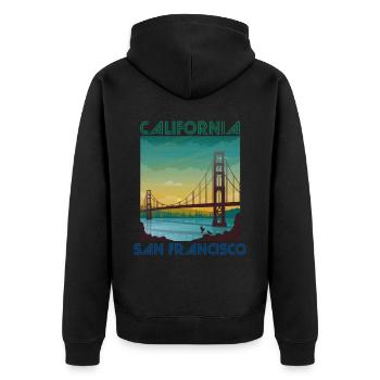 Californie San Francisco vacances Golden Gate Brid - Veste à capuche bio Premium Unisexe - noir - Dos - Nico (187cm)