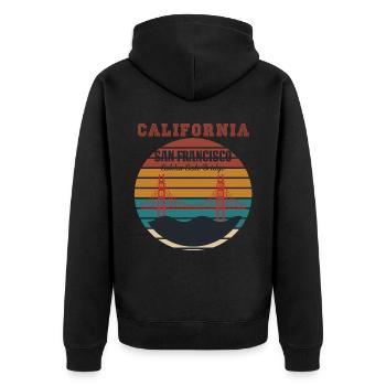 San Francisco Californie Souvenir Golden Gate Bri - Veste à capuche bio Premium Unisexe - noir - Dos - Nico (187cm)
