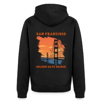 Golden Gate Bridge San Francisco Souvenir Californie - Veste à capuche bio Premium Unisexe - noir - Dos - Nico (187cm)