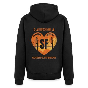 Golden Gate Bridge en Californie San Francisco Sun - Veste à capuche bio Premium Unisexe - noir - Dos - Nico (187cm)