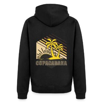 Copacabana Palm Summer Beach Sun Waves Ferie - Unisex Premium Organic Zip Hoodie - black - Back - Nico (187cm)