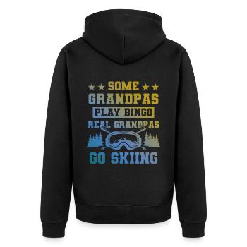 Grandfather ski saying - Unisex Premium Organic Zip Hoodie - black - Back - Nico (187cm)