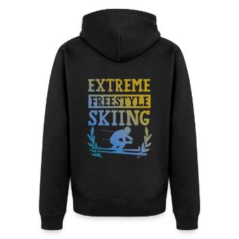 freestyle ski - Unisex Premium Bio Zip Hoodie - Schwarz - Hinten - Nico (187cm)