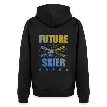 zukunft ski sport - Unisex Premium Bio Zip Hoodie - Schwarz - Hinten - Nico (187cm)