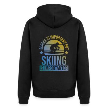schule wichtig ski wichtiger - Unisex Premium Bio Zip Hoodie - Schwarz - Hinten - Nico (187cm)