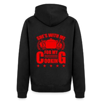 She is cooking with me - Unisex Premium Organic Zip Hoodie - black - Back - Nico (187cm)