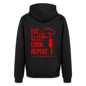Manger dormir cuisiner répéter - Veste à capuche bio Premium Unisexe - noir - Dos - Nico (187cm)