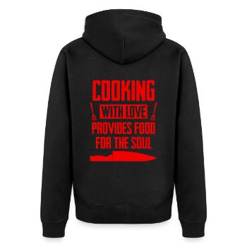 kochen mit liebe - Unisex Premium Bio Zip Hoodie - Schwarz - Hinten - Nico (187cm)