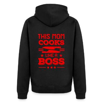 mama kocht wie ein boss - Unisex Premium Bio Zip Hoodie - Schwarz - Hinten - Nico (187cm)